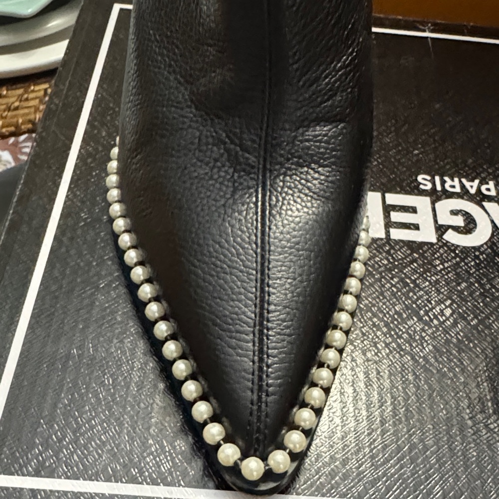 Karl Lagerfeld Black Heeled Boots with Pearl Trim - Picture 8 of 10